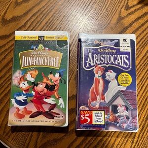 Sealed, Disney VHS Tapes - Fun and Fancy Free & The Aristocats